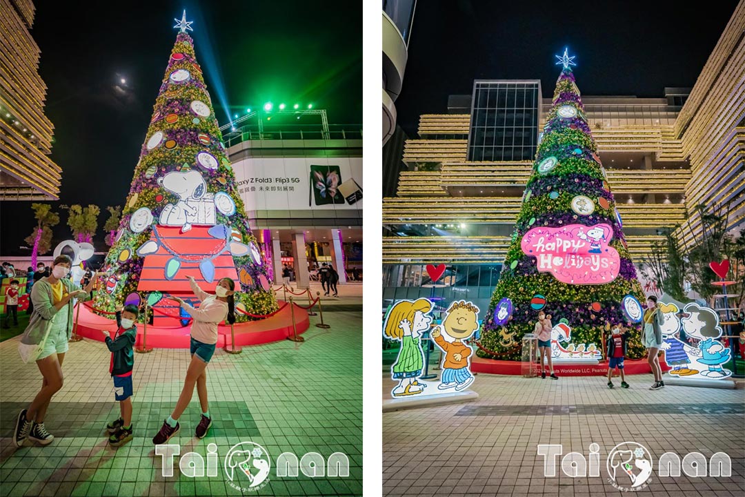 台南市區景點〡南紡購物中心〡史努比13米高聲光聖誕樹, 史努比飛行員登陸南紡, PEANUTS史努比專賣店