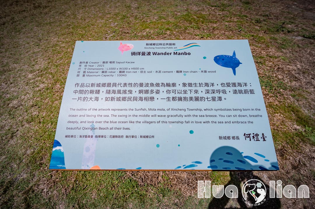 花蓮新城景點〡七星潭〡曼波魚鞦韆地景,湛藍的海水,翻湧的浪花