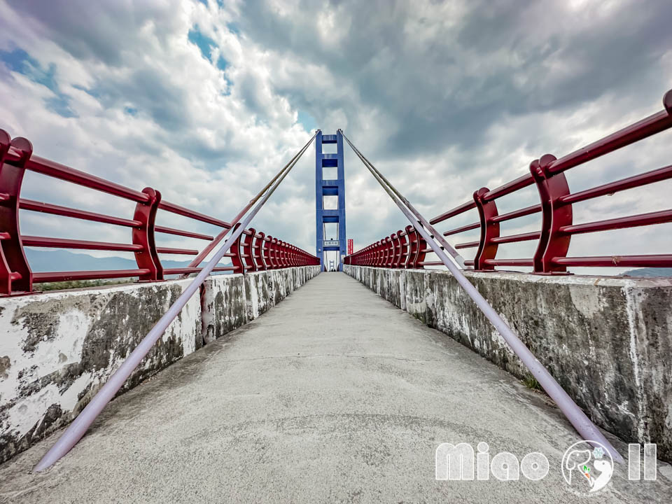 台南楠西景點〡永興吊橋〡曾文溪上的紫色微笑, 超過四百公尺長吊橋, 兩百年茄苳老樹