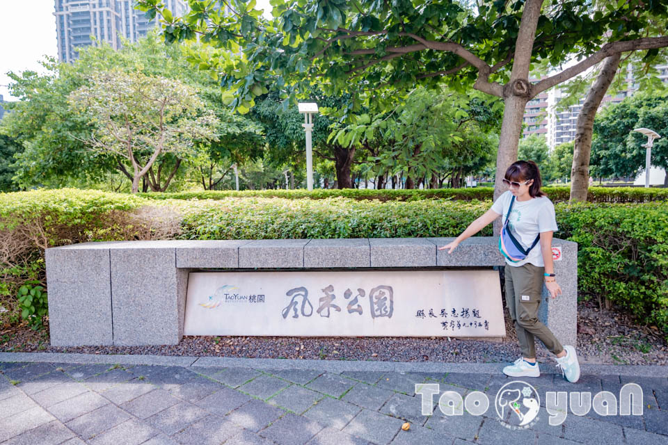 桃園市區景點〡風禾公園〡桃園最長滾輪溜滑梯, 兒童遊戲場安全鋪面大更新, 盡情奔跑大草皮, 遮陽沙坑開玩囉, 綠蔭休閒步道