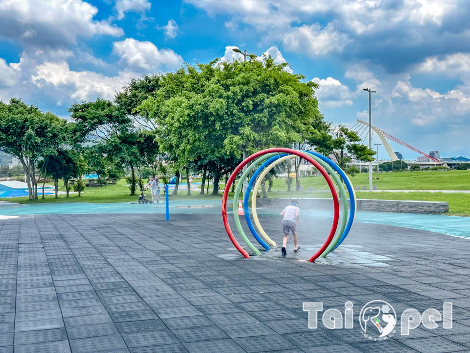 台北中山景點〡大佳河濱公園戲水區〡八款造型灑水裝置, 溫和不刺激兒童戲水區, 海洋生物共融遊戲場