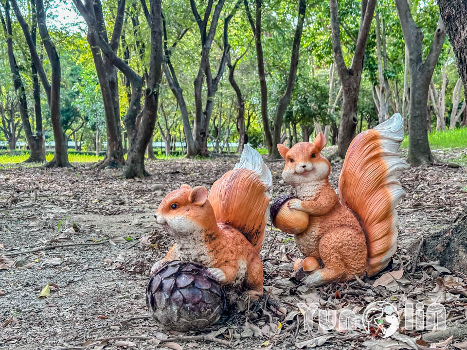 雲林斗六景點〡斗六膨鼠森林公園〡好鄰居金瓜鼠公園, 多樣化遊具設施增添新鮮感, 松果子滑梯好玩又吸睛, 走步道與松鼠不期而遇, 超威親子公園