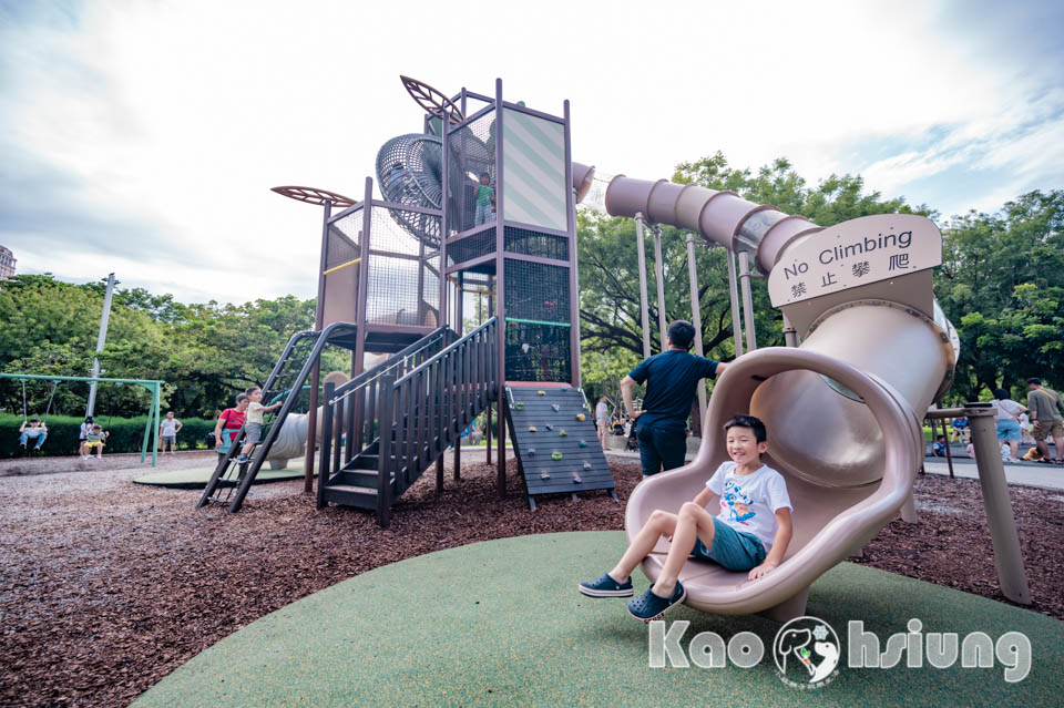 高雄前金景點〡高雄中央公園〡捷運站前綠地公園, 貓頭鷹遊戲場, 景觀湖觀察生態, 假日野餐好地點, 還有夏日戲水區, 滑草場溜一波