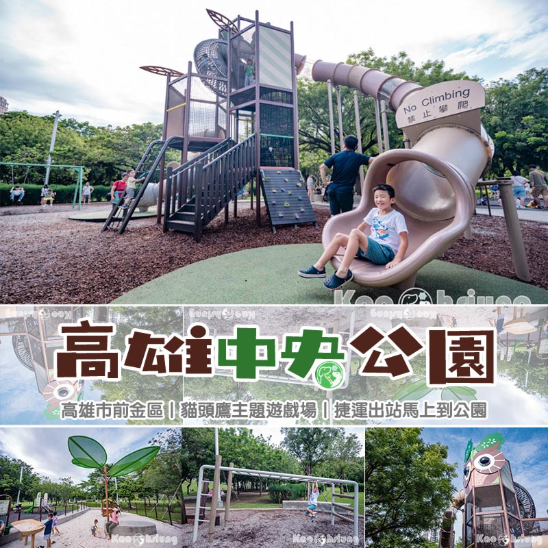 高雄前金景點〡高雄中央公園〡捷運站前綠地公園, 貓頭鷹遊戲場, 景觀湖觀察生態, 假日野餐好地點, 還有夏日戲水區, 滑草場溜一波