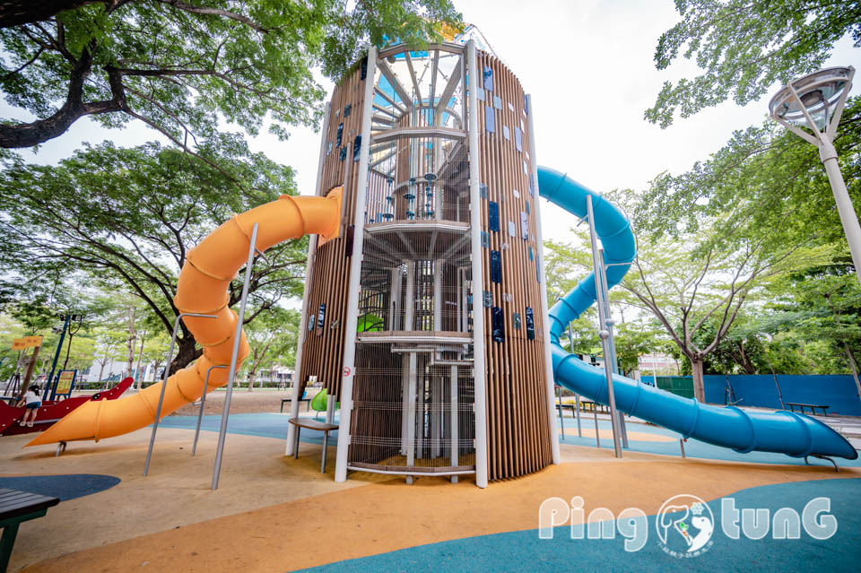 屏東東港景點〡東港兒童公園〡大鮪魚航海樂園, 挑戰樹海闖關塔, 東港一號航海王, 夏日親子戲水區