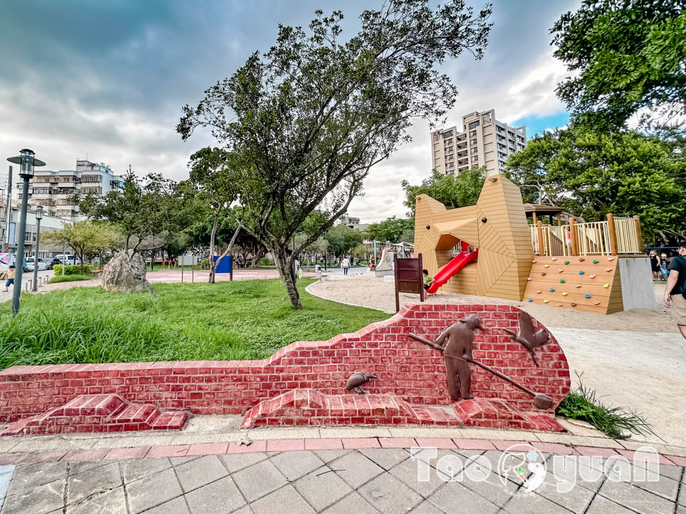 桃園平鎮景點〡廣仁公園〡貓狗大戰遊戲場, 小動物花園嬉戲, 貓咪沙池玩沙樂, 特色親子公園