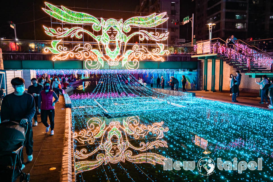 新北新莊景點〡中港大排〡2025中港大排光雕展, 光影中港神幻秘境, 光之女神的祝福與守護, 閃亮蒲公英傳遞希望, 浪漫蝴蝶瀑布驚豔全場