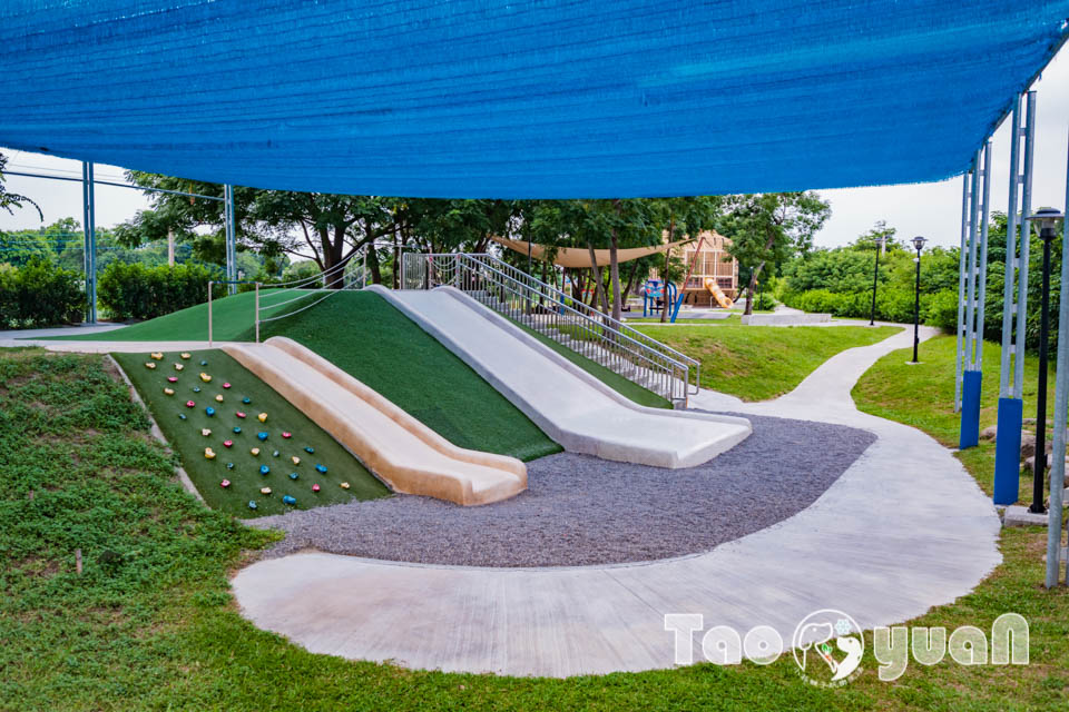 雲林虎尾景點〡虎尾632高地公園〡虎尾632親水公園, Q萌虎爺特色遊戲場, 如虎添翼叢林戲水區, 水陸雙享受親子公園